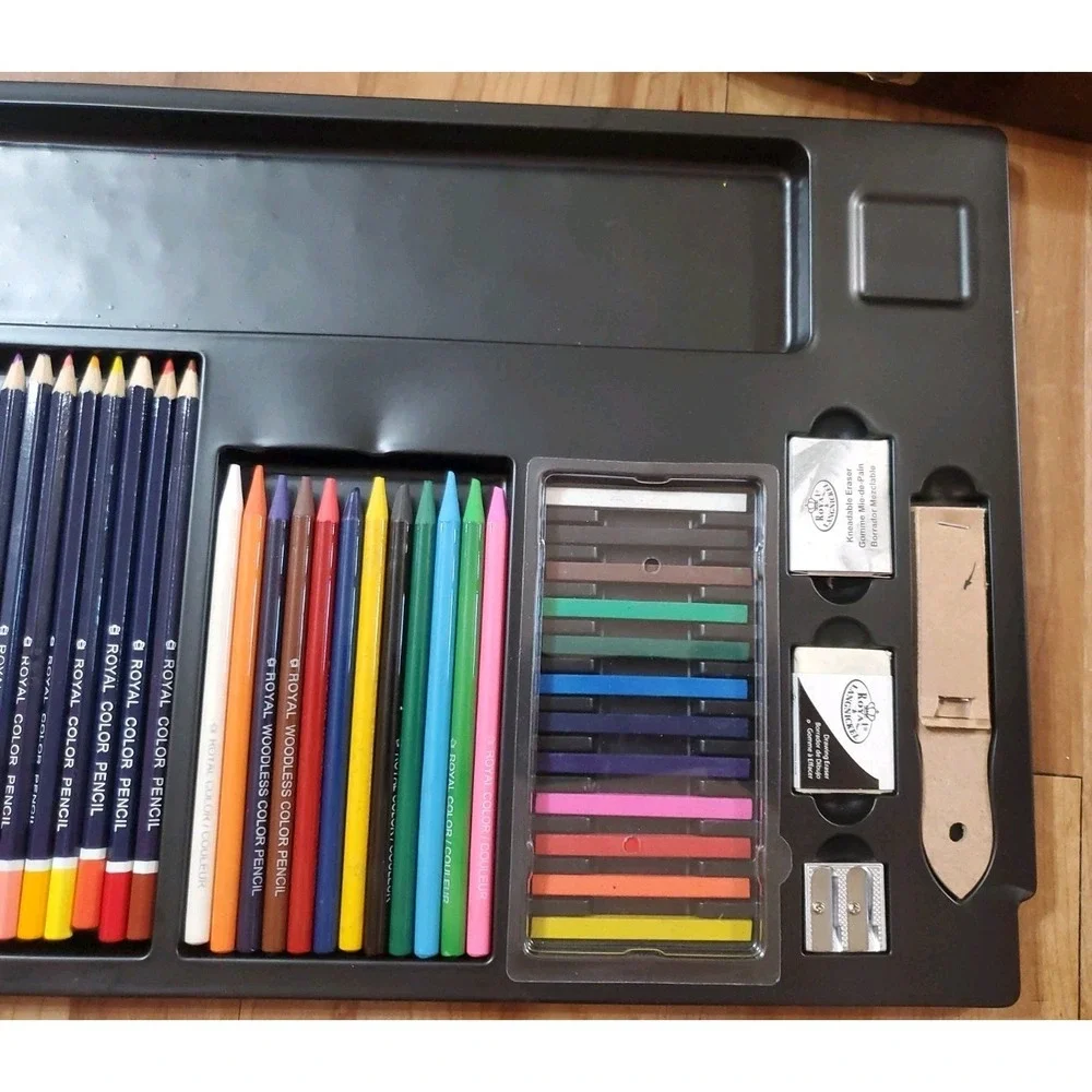 Deluxe Sketching Drawing Set Royal Langnickel Pastels Pencils With Case‎